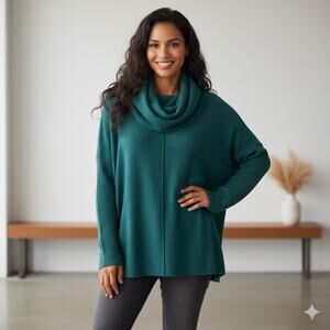 Madison Teal Cowl Sweater